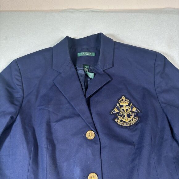 Lauren Ralph Lauren LRL Blazer Navy Blue Size XL 3D Crest Vintage Old Money - Picture 7 of 11